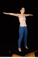  Rania black high heels blue jeans casual dressed pink top standing t poses whole body 0008.jpg